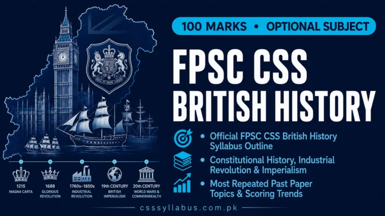 FPSC CSS British History Subject Syllabus