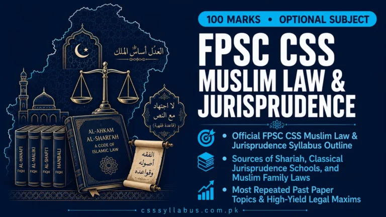 FPSC CSS Muslim Law and Jurisprudence Syllabus