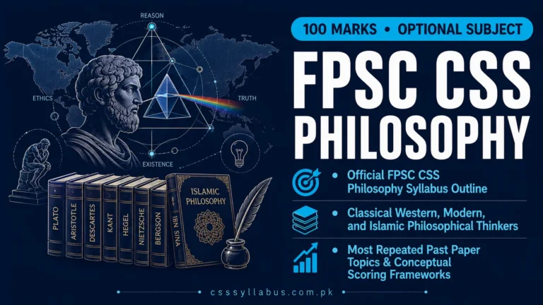 CSS Philosophy Syllabus 2026 & 2027- FPSC PDF 12 FPSC CSS Philosophy Syllabus