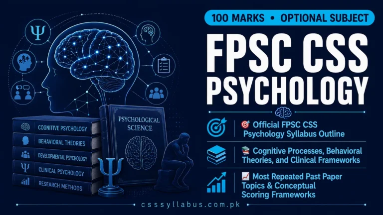 Psychology CSS Syllabus 2026 & 2027-Download FPSC PDF 10 FPSC CSS Psychology Syllabus